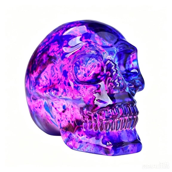 Crystal Skull Decor Blue Texture Resin Human Skeleton Statue Desktop Shelf Halloween Gothic Home Decoration