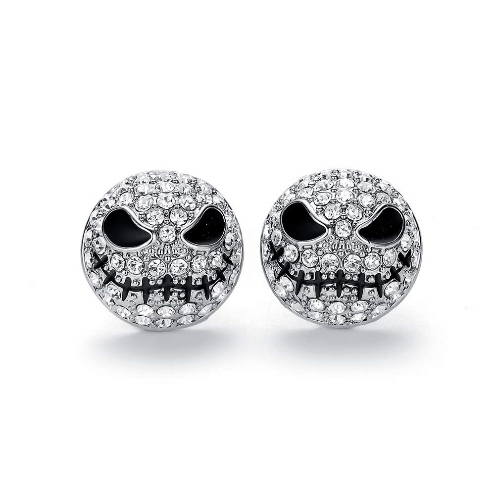 Crystal Skull Earrings Silver Tiny Nightmare Before Christmas Stud
