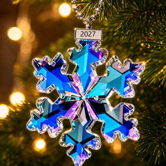 Crystal Snowflake Christmas Ornaments , Acrylic Christmas Tree Ornaments Iridescent Pretty Unique Sparkly Xmas Tree Ornaments Gift for Women Girls
