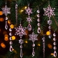 thumbnail image 1 of Crystal Snowflake Icicle Christmas Ornament Transparent Pendant Hanging Tree Decorations Simulated Ice Snow For Minimalist Holiday Style , 10pcs, Pink, 1 of 6