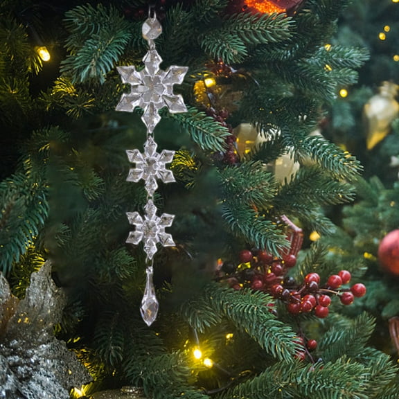 Crystal Snowflake Ornaments, Clear Hanging Snowflake Icicle Ornaments for Winter Xmas Chandelier Crystals Decorations Supplies