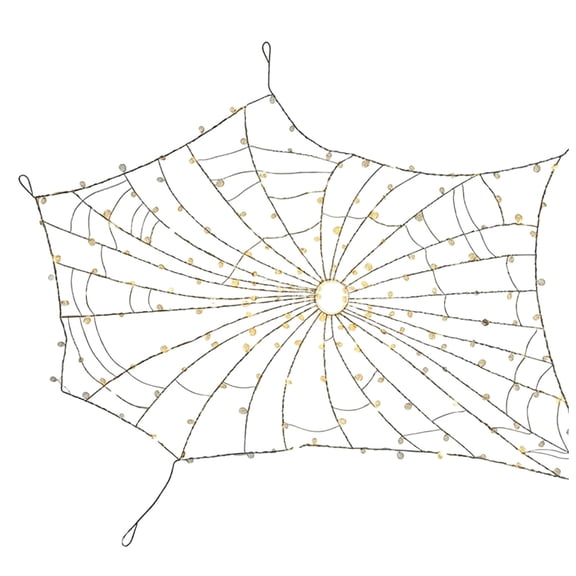 Crystal Spider Web Halloween Decorations, Clear Acrylic Beaded Elegant 3.3ft 7 Coils Spider Web Wall Decor Scary Halloween Hanging Decoration for Window Fireplace Gothic Party Decor