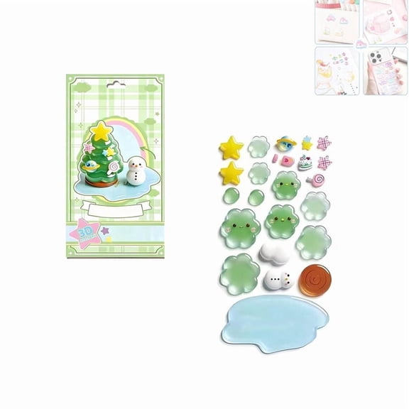 Crystal Stacked 3D Building Stickers, 3D Stacking Stickers Scene, Crystal Layered Scenery Building Set, DIY 3D Puffy Sticker Kit for Home Office Desktop Decor (C#)