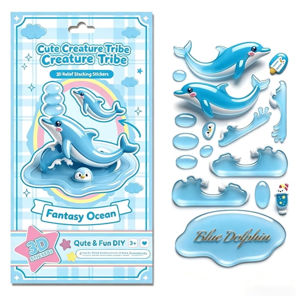 Crystal Stacked 3D Building Stickers – DIY Cute Mini Scenes for Stress Relief Pass The Time, 3D Puffy Cartoon Resin Decorative Stickers Kit Desktop Ornaments