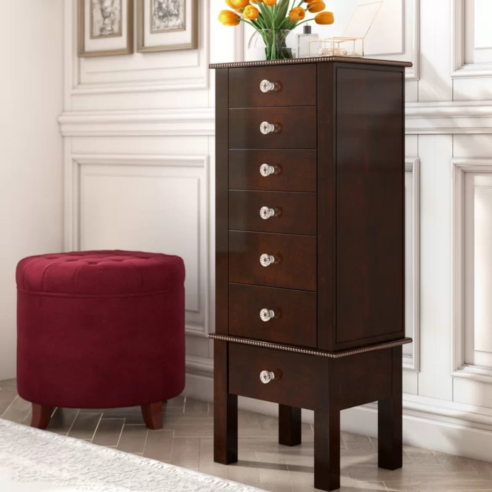 Crystal Standing Jewelry Armoire Espresso