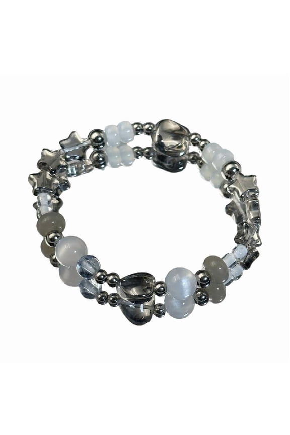 Crystal Star Bracelets Y2k Heart Bead Wristband Jewelry Gift for Girl Women