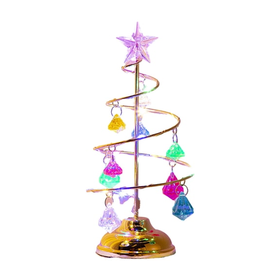 Crystal Star Christmas Tree Decoration Festival Table Lamp LED Lighted Artificial Tree for Home Party Bedroom Decor