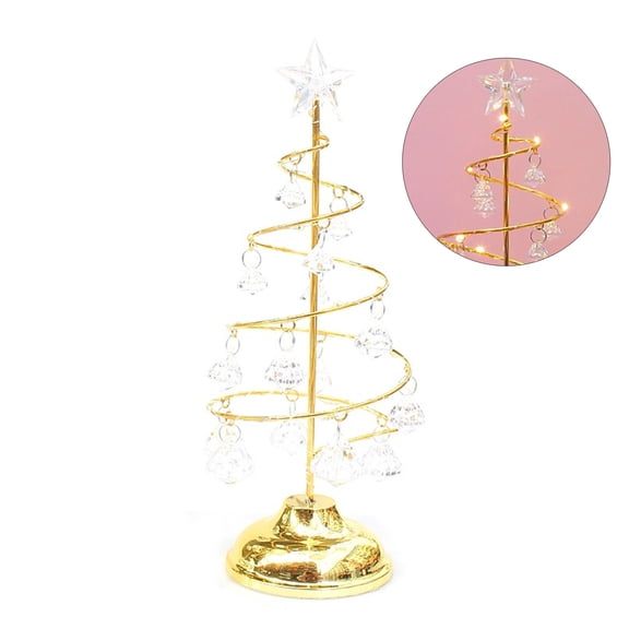 Crystal Star Christmas Tree Decoration Festival Table Lamp LED Lighted Artificial Tree for Home Party Bedroom Decor