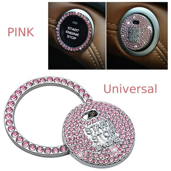 Crystal Sticker Button Bling Car Engine Ignition Chrome Metal Decor