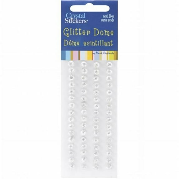 Crystal Stickers Glitter Domes 5mm 64/Pkg-Silver, Pk 6, Mark Richards