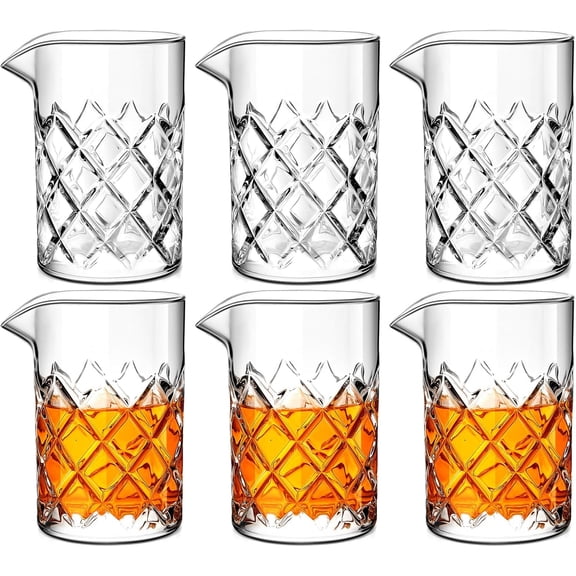 Crystal Stirring Glass Cocktail Pitcher Thick Bottom Seamless 24 oz for Home Bartender Whiskey Martini Drink Shaker Accessories