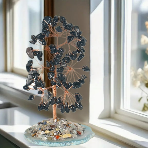 Crystal Stone Crystal Tree Money Tree Feng Shui Gemstone Tree of Life with Pot Base, Good Luck Tree Christmas Home Office Desk Crystal Decor Ornaments, for Attracting Wealth, Prosperity