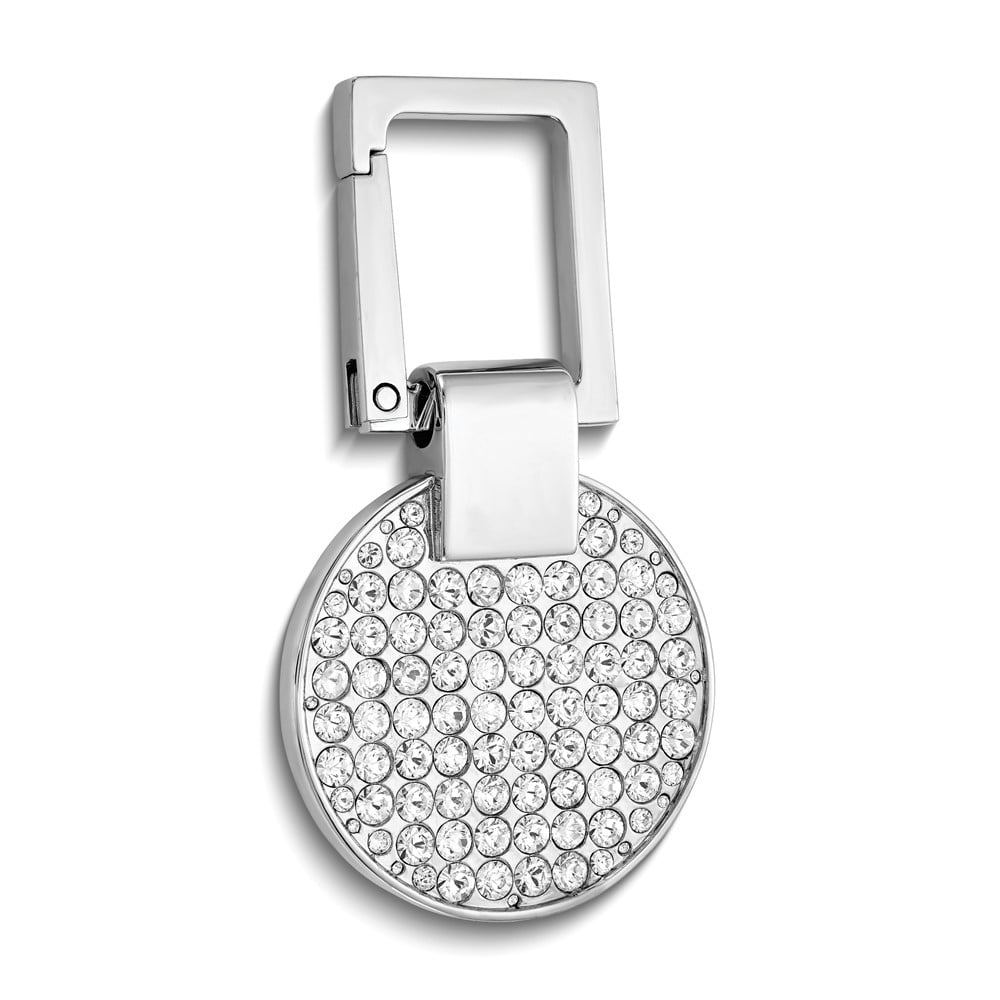 Silver-tone Clear Swarovski Crystal Stone Key Ring or Bag Tag QGM12333