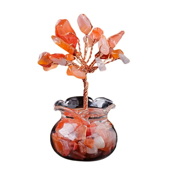 Crystal Stone Money Tree Sculpture Enhancing Luck and Prosperities for Home or Office Display