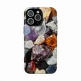 thumbnail image 1 of Crystal Stone Rocks Purple Amber Pebbles Abstract Artistic Protective Phone Case with iPhone 11 to 17 Pro Max, 1 of 2