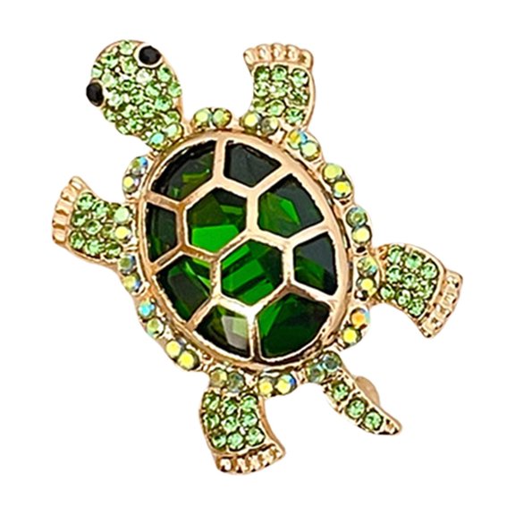 Crystal Studded Turtles Brooch With Secure Clasp Hypoallergenically Alloy Lapel Pin Jewelry For Parties Travel Gifts