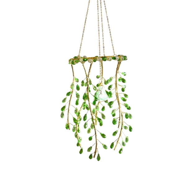 Crystal Sun Catcher, Natural Crystal Raw Stone Willow Branch Hanging Decoration, 1 Pack Indoor Outdoor Garden Window Hanging Ornament, Home Decor Pendant for Patio Balcony Porch