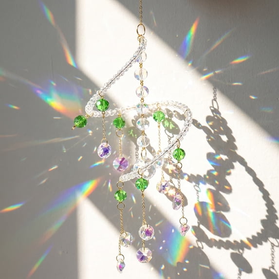 Crystal Sun Catcher Rainbow Maker,Spiral Wind Chime Suncatche, For Indoor or Outdoor Windows Hanging,Beaded Glass Crystal Material,Stable & Durable