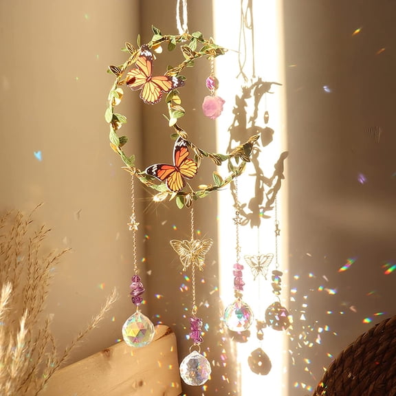Crystal Sun Catchers,Colorful Crystal Sun Catcher Prism Pendant,Suncatcher Pendant,Sun Crystal Decoration,Crystal Ornament Catcher,Rainbow Hanging Maker for Garden Window