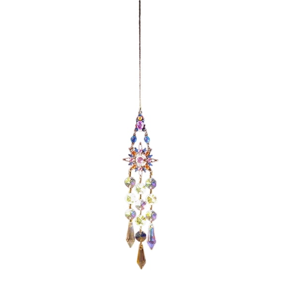 Crystal Suncatcher, Bow Dreamcatcher Catcher with Crystal Prisms, 17.7" Colorful Window Hanging Ornament for Room Decor, Boho Wind Chime Wall , Birthday Gift for Women, Bedroom Decor J, 1Pcs
