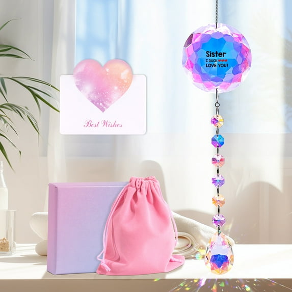 Crystal Suncatcher Gifts for Friends - Birthday/Christmas/Mather Day Unique Window Hanging Decor, Sister Keepsake Gift from Sister & Friends, Home Decoration