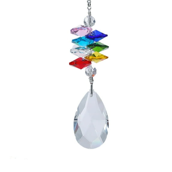 Crystal Suncatcher,Hanging Rainbow Maker with Chakra Star Beads,Window Home Decor