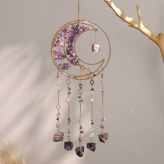 Suncatcher for Window Moon & Tree Hanging Ornament Handemade Rainbow Maker for Wall/Window Decor