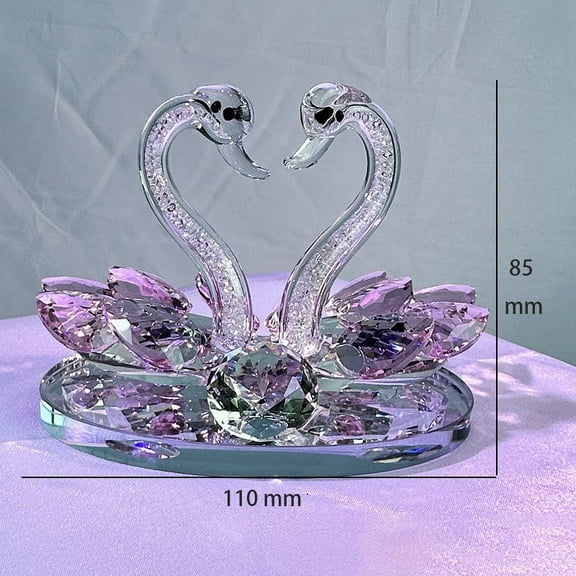 Crystal Swan Figurine, Couple Lover Swan StatuesPaperweight Table Centerpiece Ornament, Wedding Home Office Tabletop Decor Valentine's DayPink