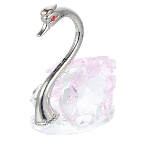RENACLIPY Desktop Swan Decor Home Pink Crystal 1Pack