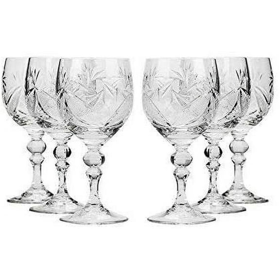 Crystal TM6701, 8.8 Oz Handmade Wine Goblet Glasses, Set of 6