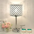 thumbnail image 1 of Crystal Table Lamp with 2 USB Ports, 3-Way Dimmable Bedside Touch Lamp Decorative Nightstand Lamp Silver Crystal Lamp Shade Accent Bedside Light for Bedroom Living Room Dresser, 6W 4000K Bulb Included, 1 of 6