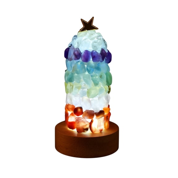 Crystal Table Lamp Chakra Crystal Night Light Warm Ambient Lamp for Bedroom Living Room Home Decor Gift