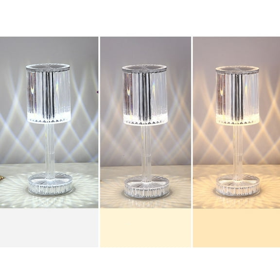 Crystal Table Lamp Colors Changing Touch Lamp with Remote Rechargeable LED Night Light Small Acrylic Cordless Lamp for Bedroom/Party/Dinner/Decor