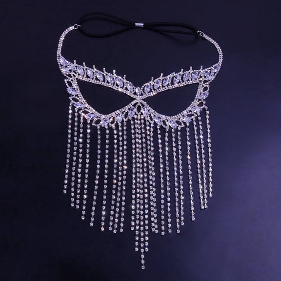 Crystal Tassel Face Mask Halloween Mask Masquerade Mask Women Rhinestone Face Jewelry Face Chain