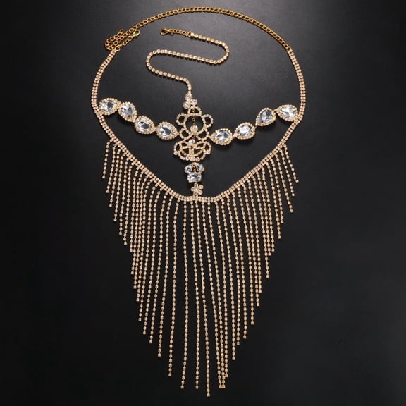 Crystal Tassel Face Mask Rhinestone Masquerade Mask Jewelry for Women Hair Face Chain Halloween Party
