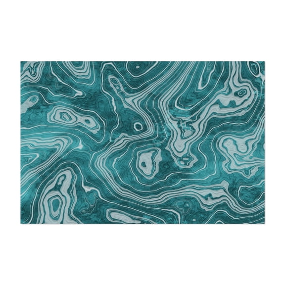 Crystal Teal Marble Texture - Digital Art Abstract Geometric Pattern Modern Art Minimalist Nature Surrealism Unframed Wall Art Print 4 x 6 inches