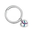 thumbnail image 1 of Crystal Teal & Purple Ribbon Silver Split Ring Key Chains, 1 of 2