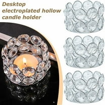 Crystal Tealight Holders Verdsylv Vintage Style Crystal Tealight Candle Holder, Silver Accent Transparent Glass Table Candle Stand for Dining Table, Centerpiece, Wedding Event Decor, Silver
