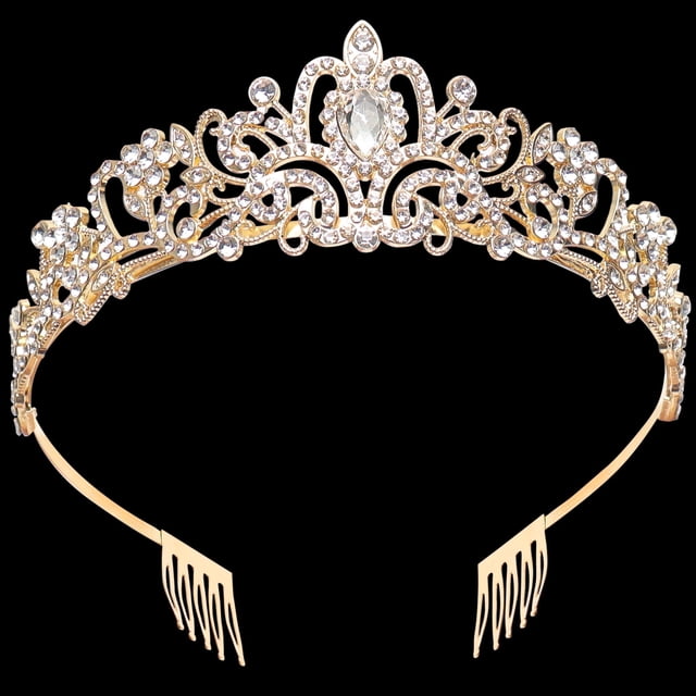 Mygeromon Crystal Tiara Gold Princess Crown for Women Girls Birthday ...