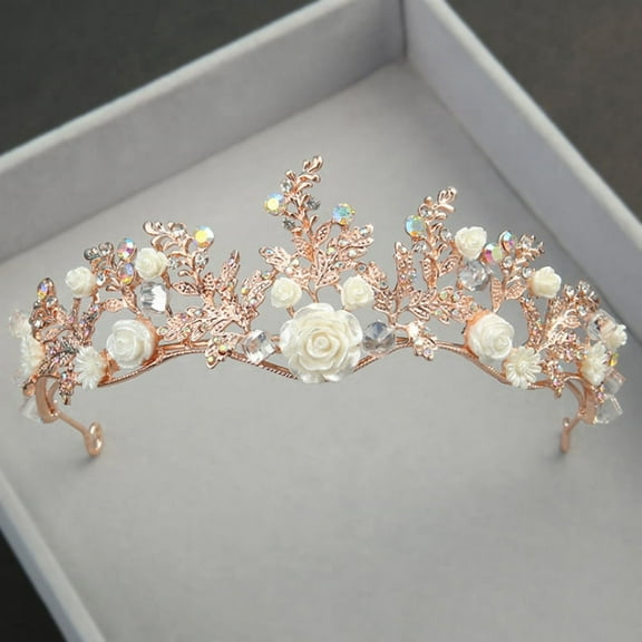 Crystal Tiara Gold Wedding Crown Baroque Rhinestone Bride Hair Crown TaJtWA