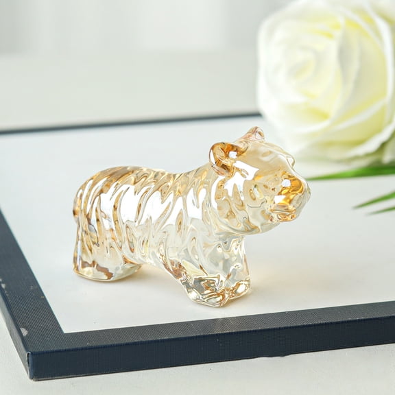 Crystal Tiger Figurine Lovely Cartoon Zodiac Collectible Ornament Animal Home Decor Birthday Gifts,Champagne