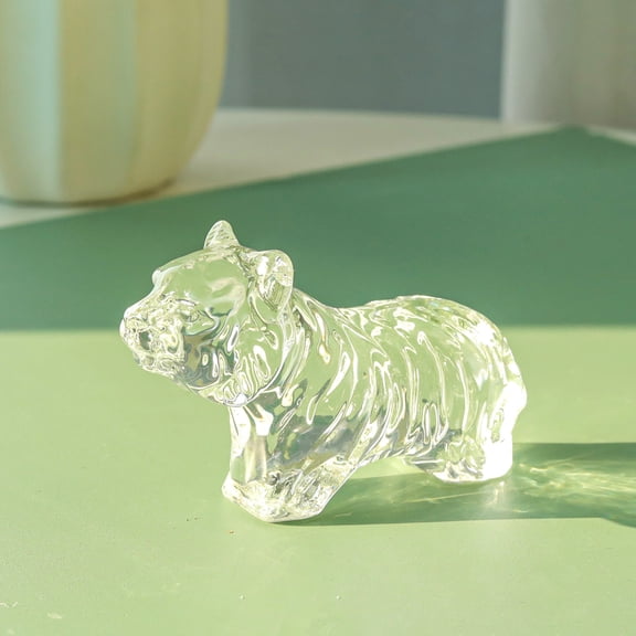 Crystal Tiger Figurine Lovely Cartoon Zodiac Collectible Ornament Animal Home Decor Birthday Gifts,Transparent