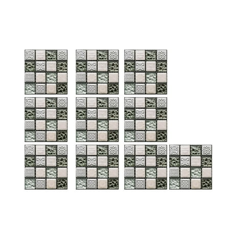 Crystal Tile Stickers 10Pc Self Adhesive Wall Decals 3D Mosaic Glass Tiles Diy Waterproof Peel And Stick Backsplash Kitchen Bathroom Decor Size 4.72 X 4.72 Inches