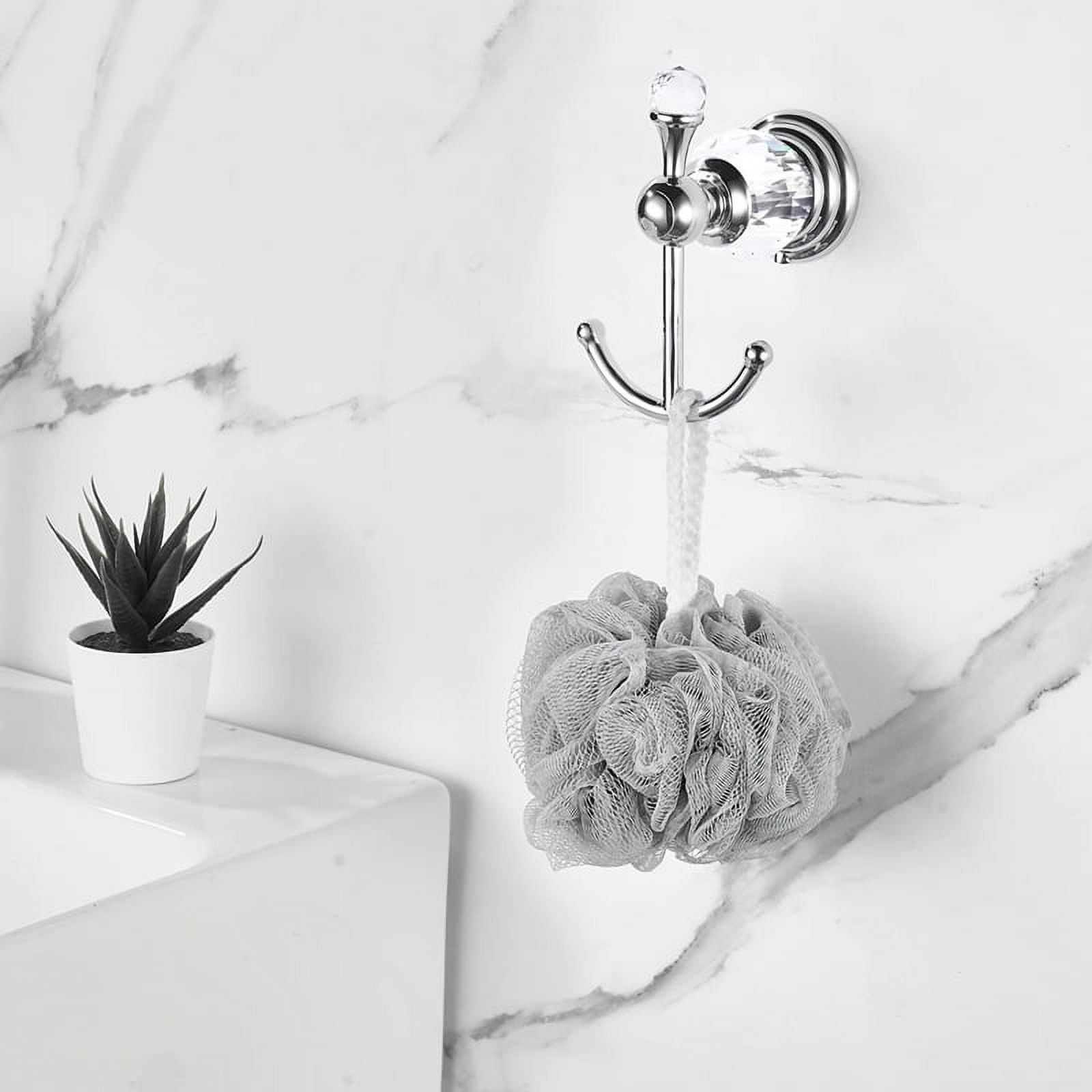 Crystal Towel Hook Silver Robe Hooks Bathroom Hand Towel Wall Hanger for Clothes Closet Wall Mounted Kitchen