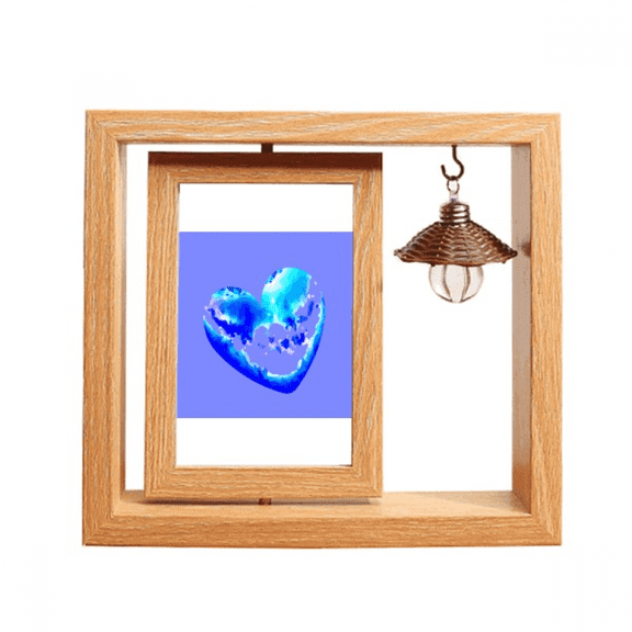 Crystal Transparent Heart Starry Sky Wooden Rotating Picture Photo Frame 4x6