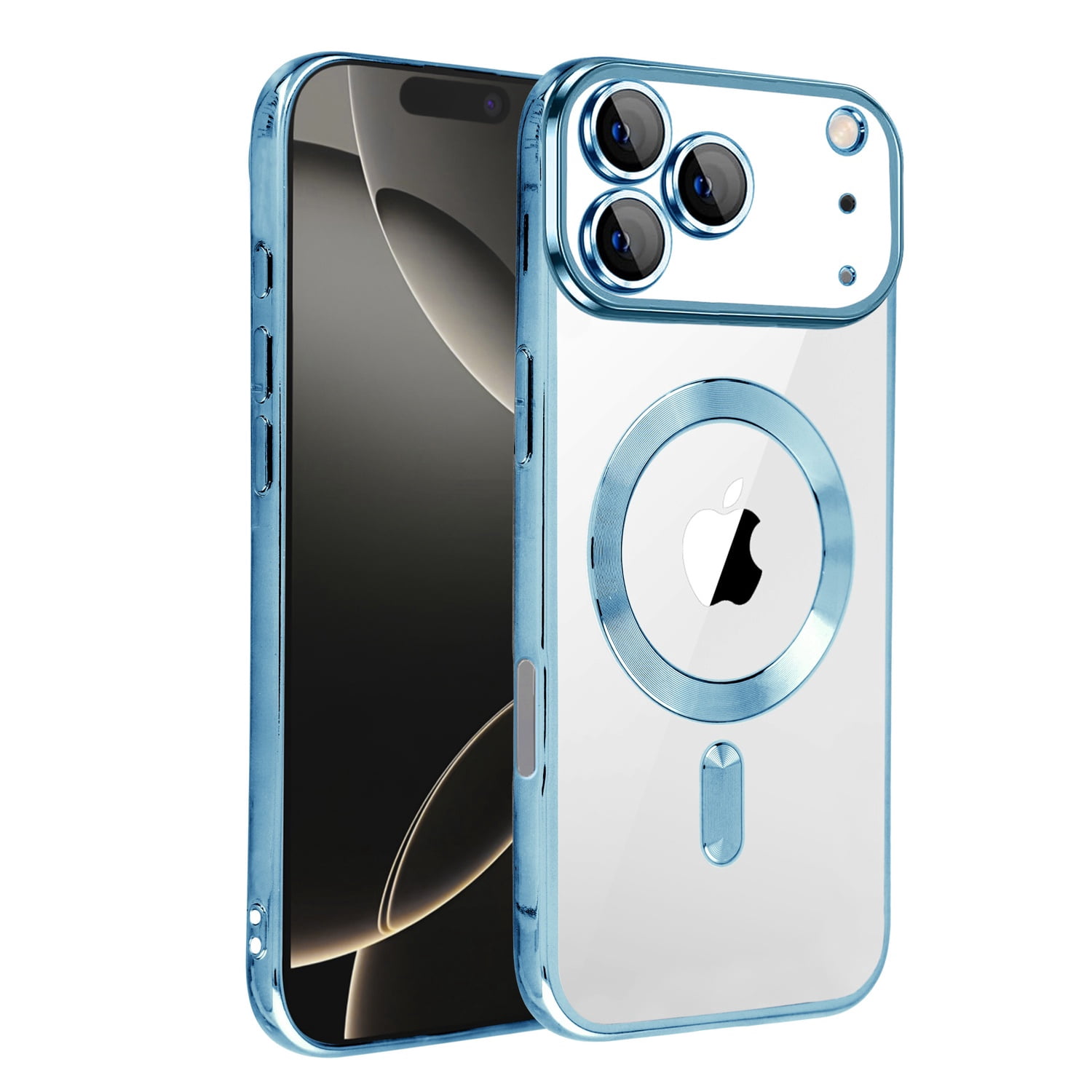 Crystal Transparent MagSafe Compatible Case for iPhone 17 Pro Max - Blue