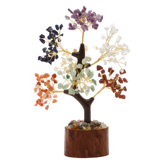 Crystal Tree Desktop Decoration Crystal Bonsai Tree Ornament with Wooden Base for Home Desktop Office Birthday Party Present