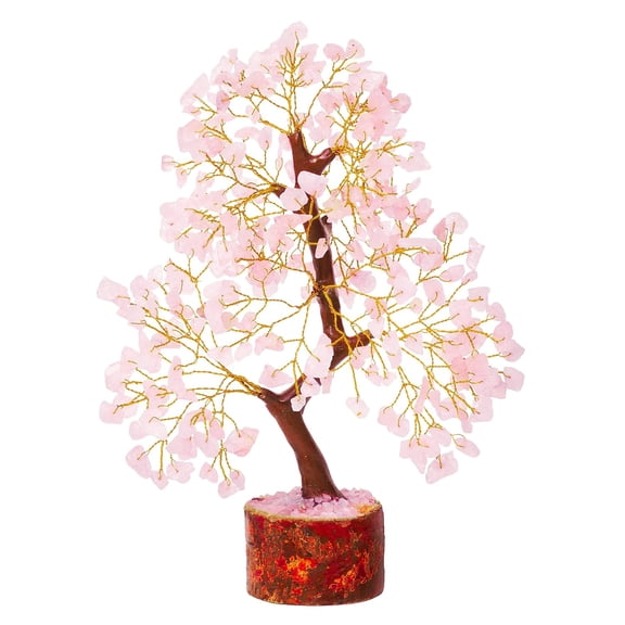 Crystal Tree, Feng Shui Item, Show Pieces For Home Dcor - Rose Quartz Stone | Showpiece For TV Unit - Housewarming Gifts For New Home - Gifts For Wedding, Office Desk Decorative Items