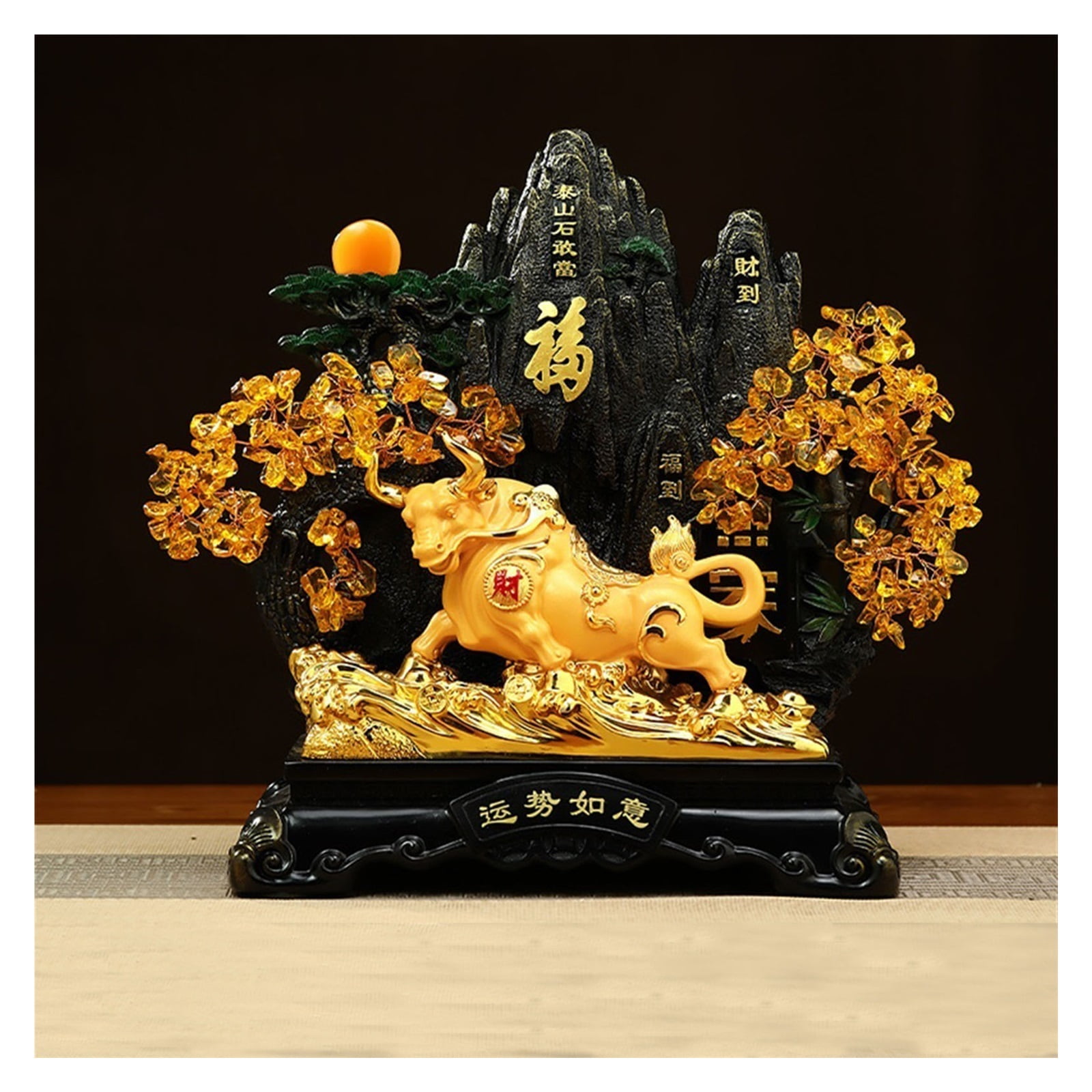 Crystal Tree Feng Shui Money Tree Figurine Fortune Bonsai Ornament for ...
