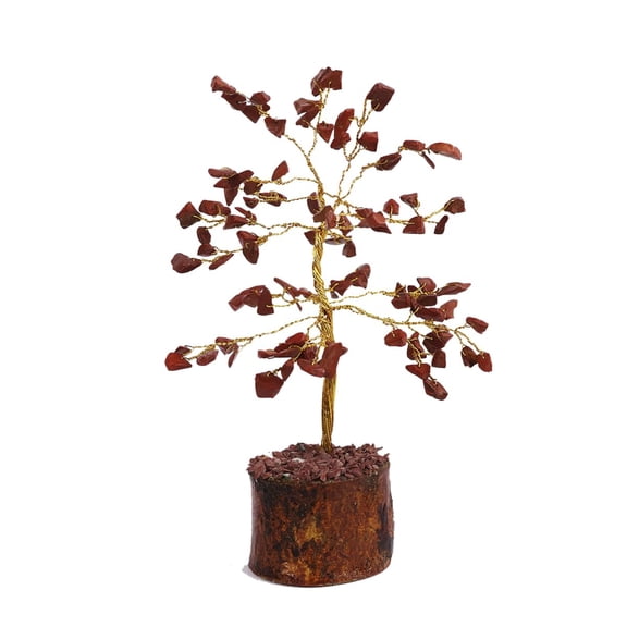 Crystal Tree For Home Dcor, Spiritual Show Pieces, Feng Shui Golden Wire Tree - Red Jasper | 100 Beads, Handmade Gemstone Showpiece For Aesthetic Room Dcor & Gifting, Good Luck Tree